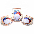 Custom 3D Double Logo Football Sports Award Medal with Ribbon Collectible Souvenir Metal Medallion